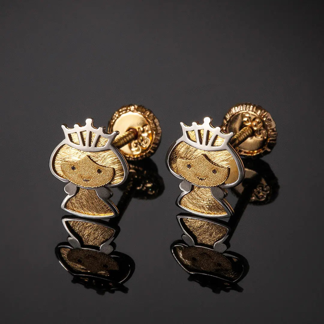 Aretes de oro 14k Broquel Princesa con oro amarillo GIALLO JEWELRY