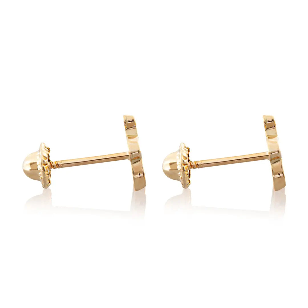 Aretes de oro 14k broquel Estrella de mar con oro amarillo y circonias moradas GIALLO JEWELRY